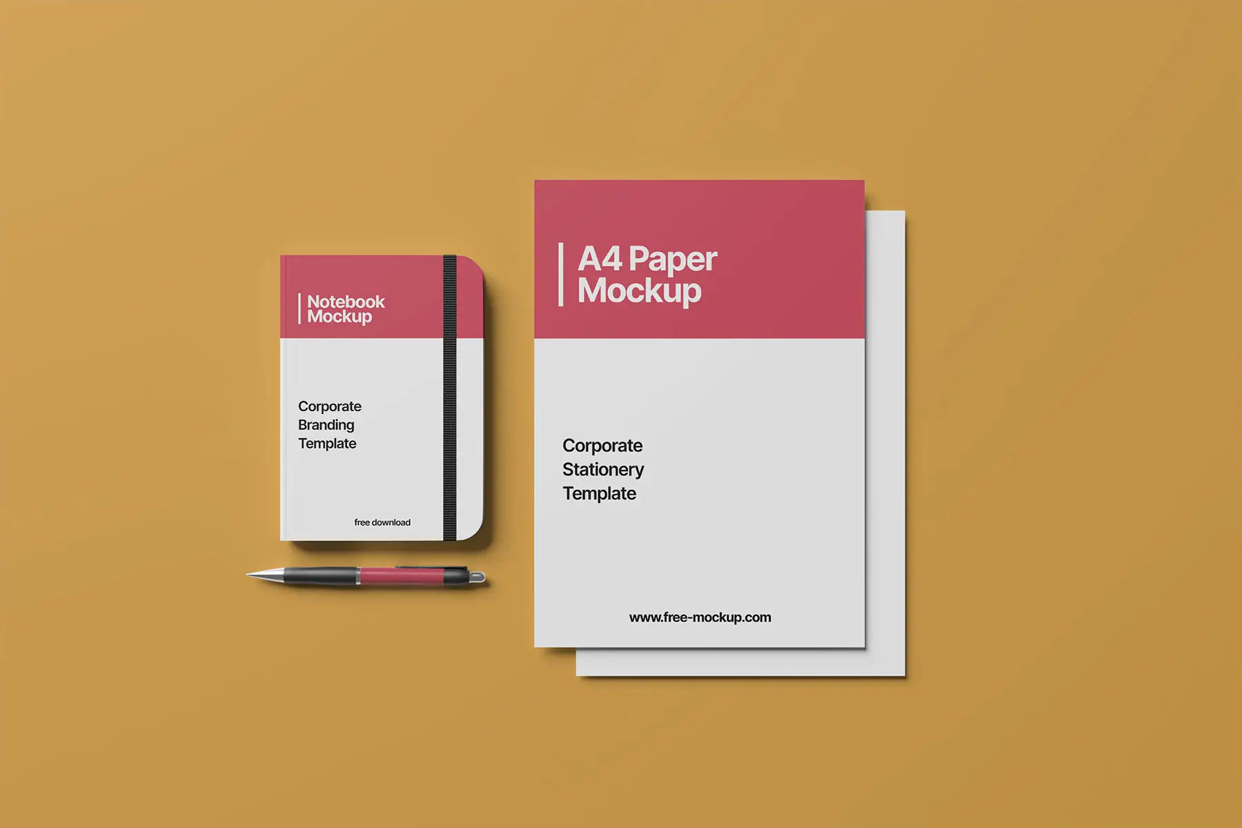 Corporate Branding Mockup: Notebook & A4 Paper (Free Download)