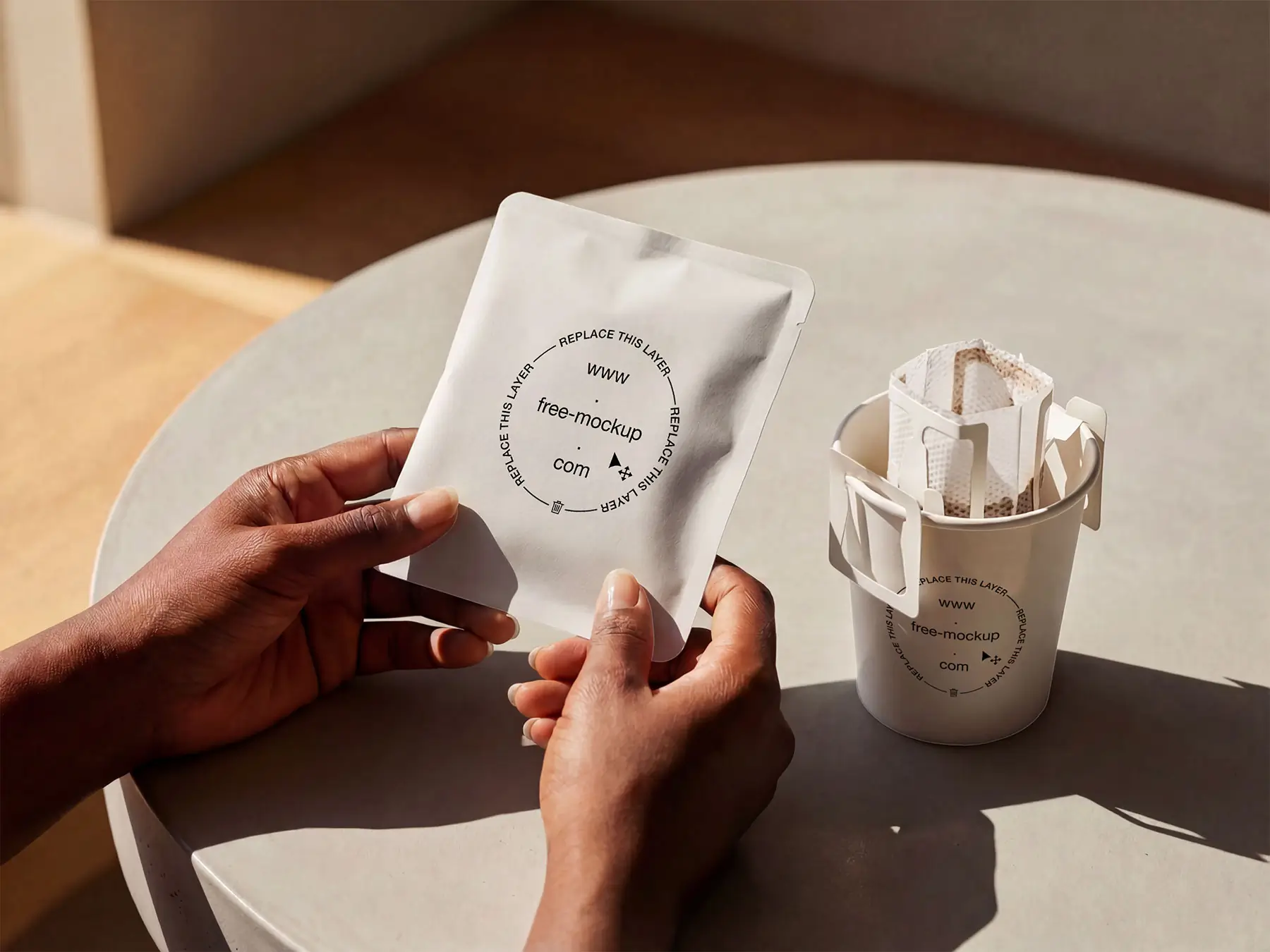 Drip Coffee Bag in Hand Mockup