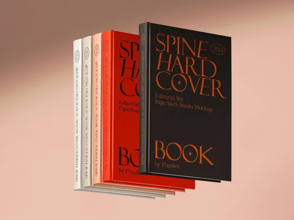 Free Floating Hardcover Book Mockup (Cover & Spine)