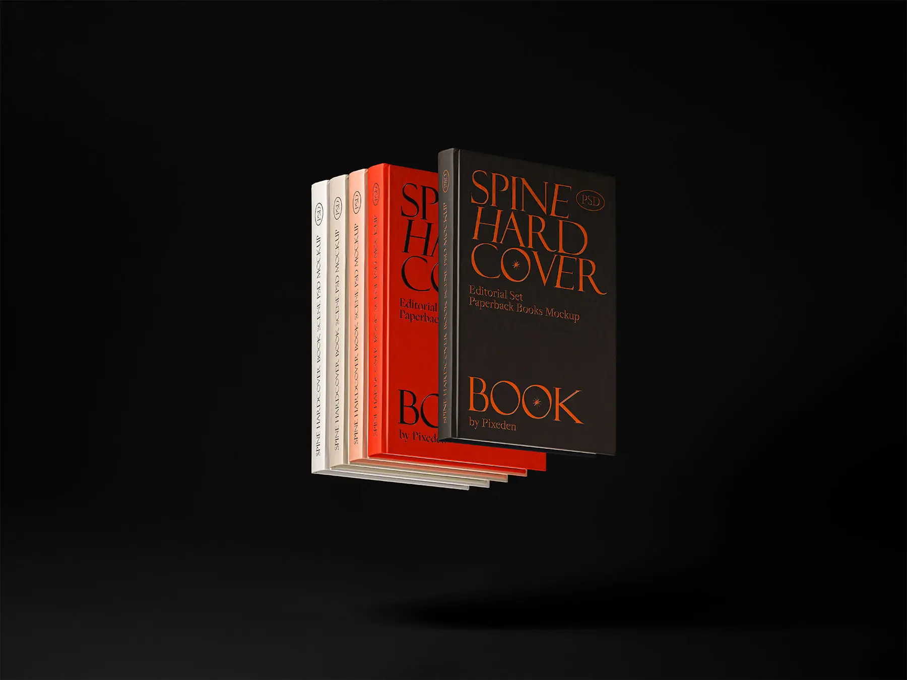 Free Floating Hardcover Book Mockup (Cover & Spine)