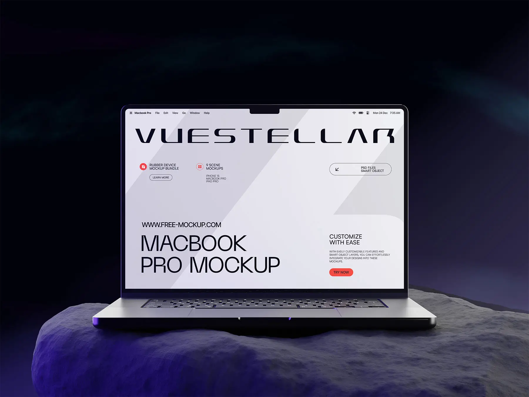 Free MacBook Mockup (PSD)