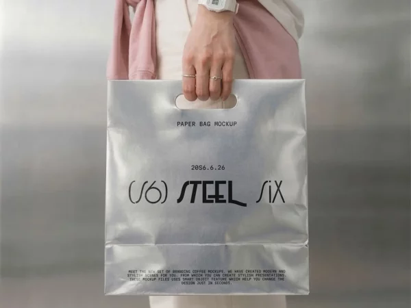 Metallic Paper Bag Mockup (Free Download)
