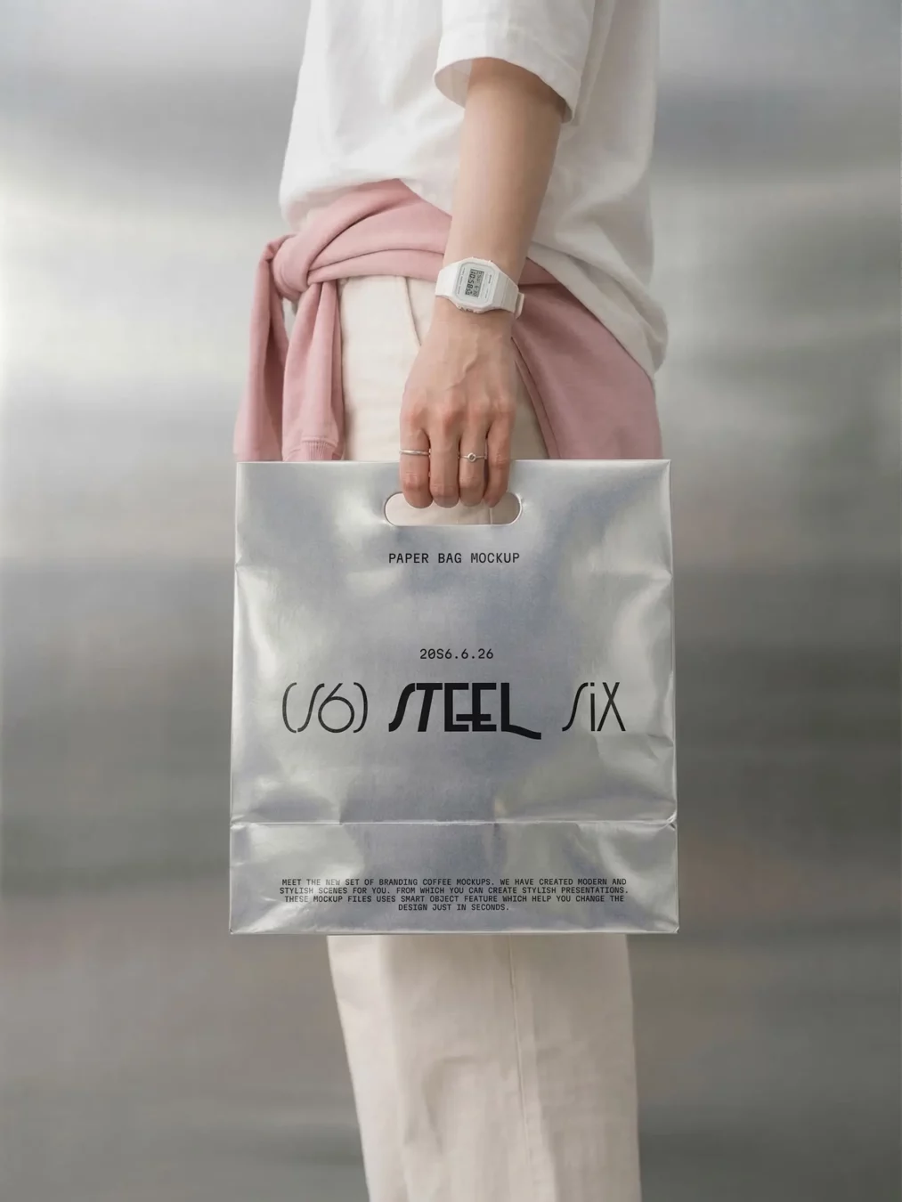 Free Metallic Paper Bag Mockup