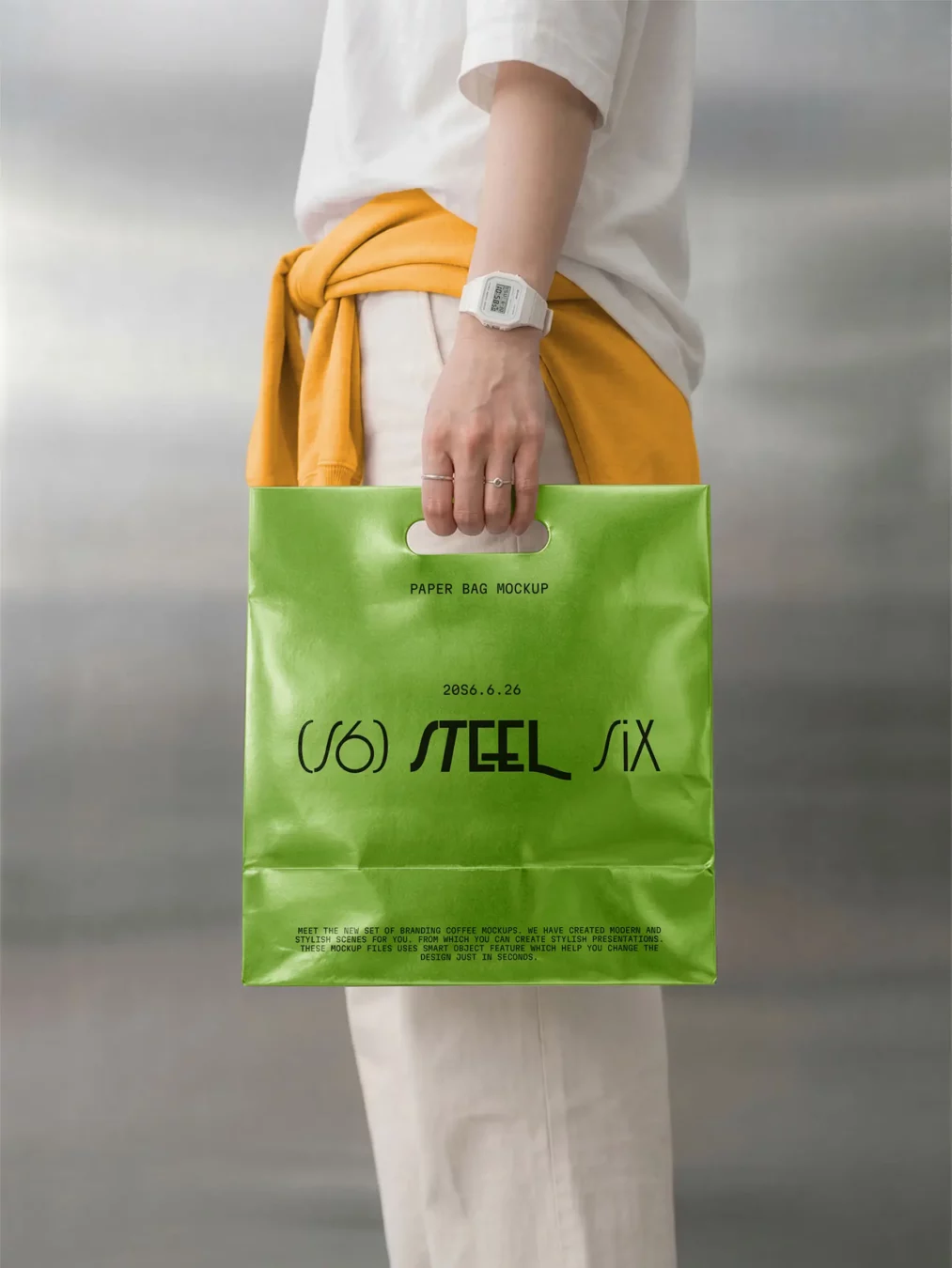 Free Metallic Paper Bag Mockup