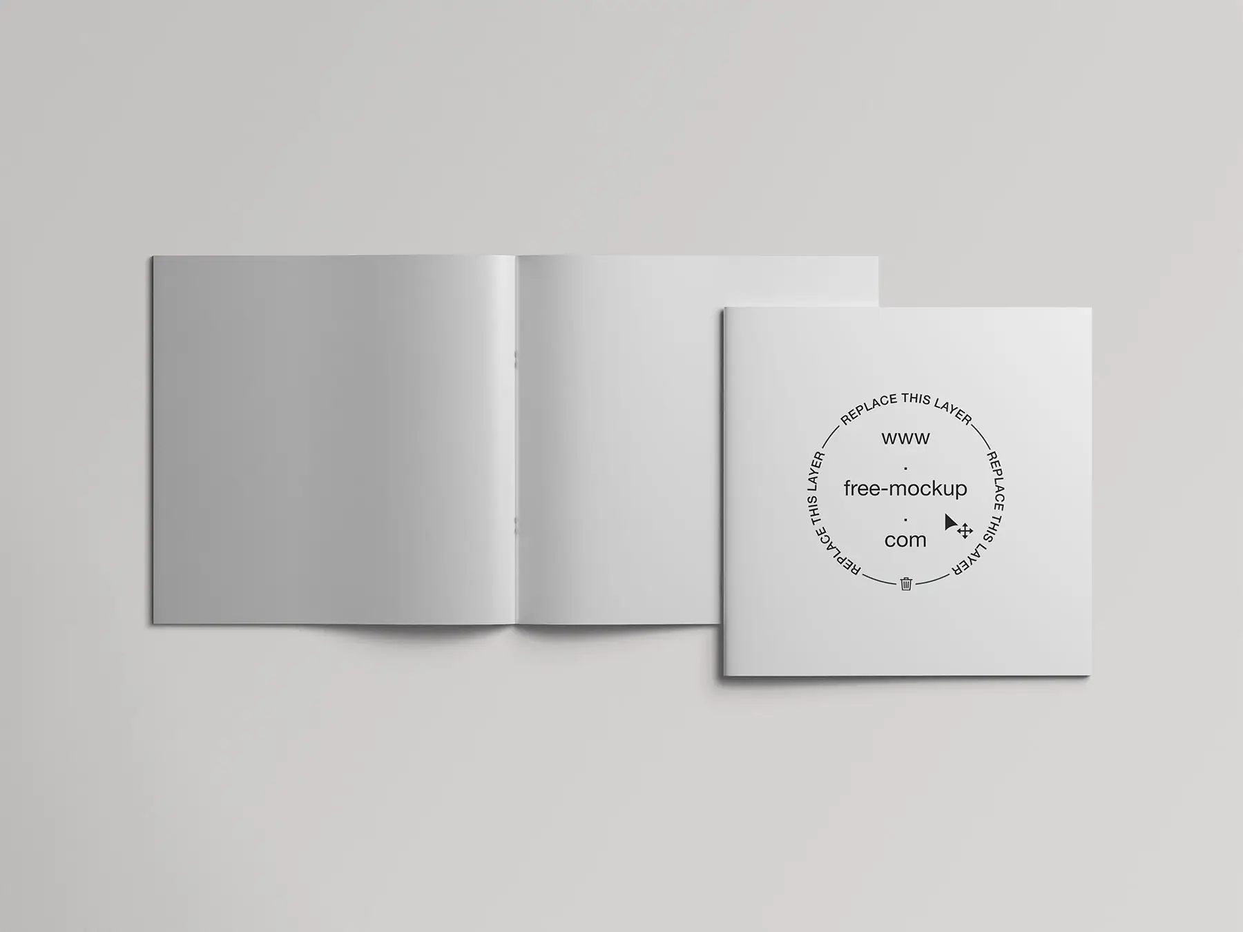 Free Square Brochure Mockup: Open & Closed