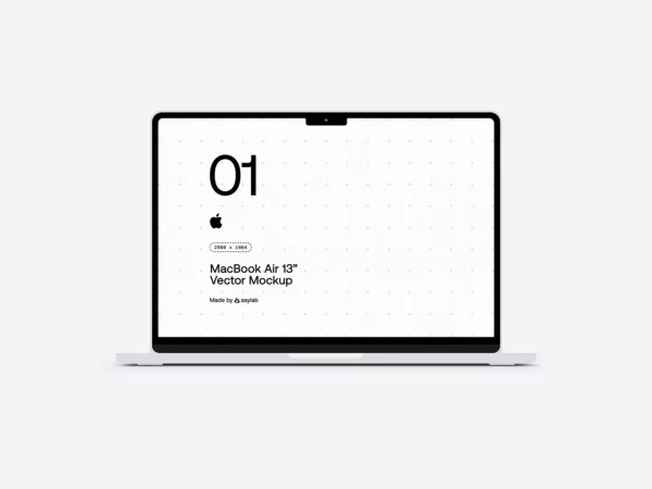 MacBook Air Mockup Set (Original, Clay & Vector – PSD & Figma)