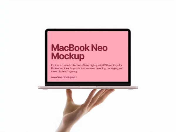 Free MacBook Neo Mockup in Hand (All Colors)