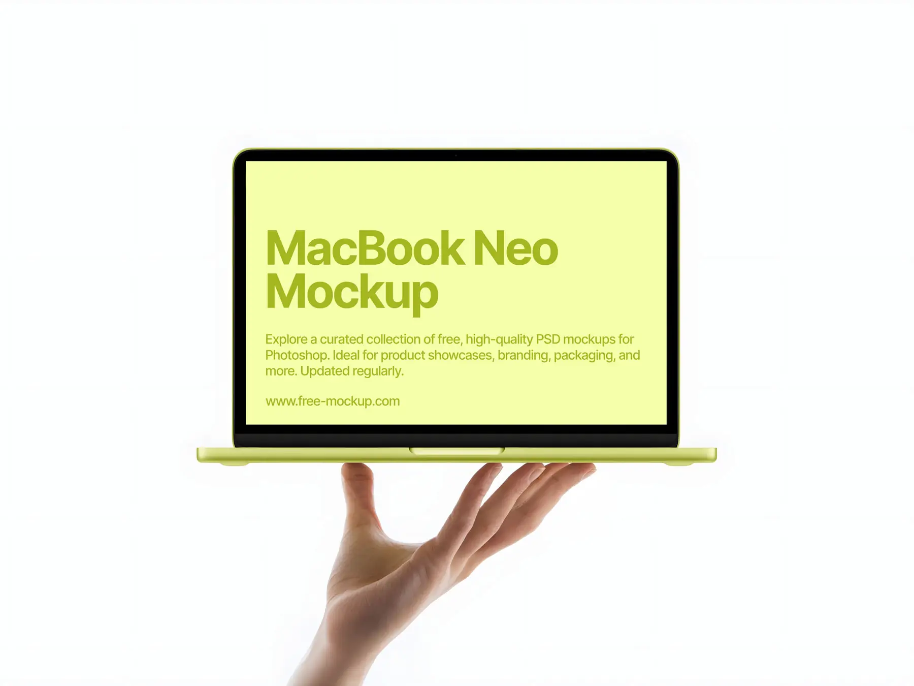 MacBook Neo Mockup in Hand (All Colors)