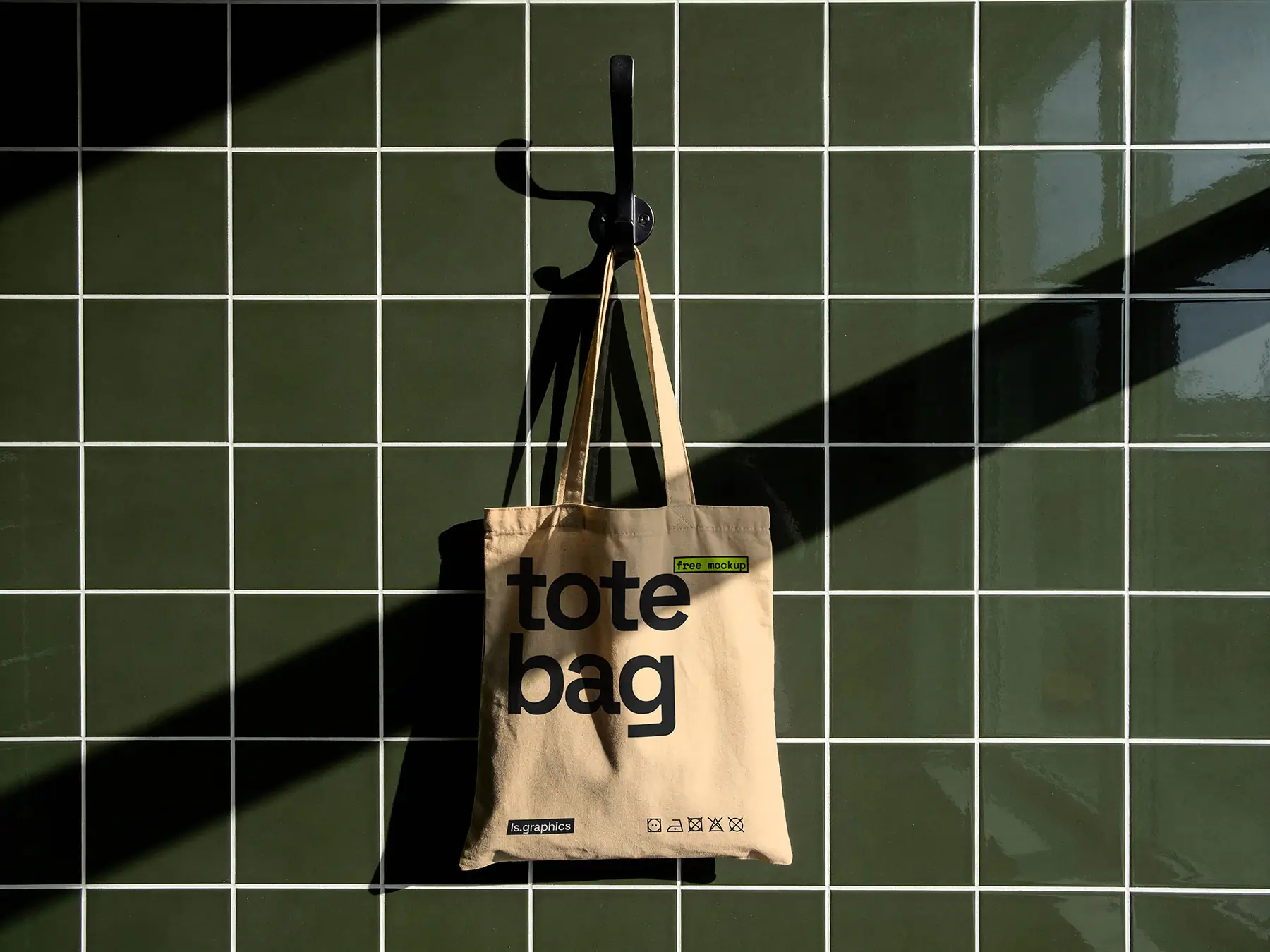 Tote Bag Mockup Hanging on Wall Hook