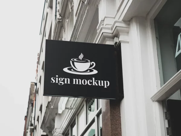 Free Square Wall Sign Mockup (Shop Signboard)