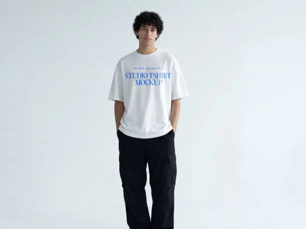 Streetwear T-Shirt Free Mockup: Studio Lighting
