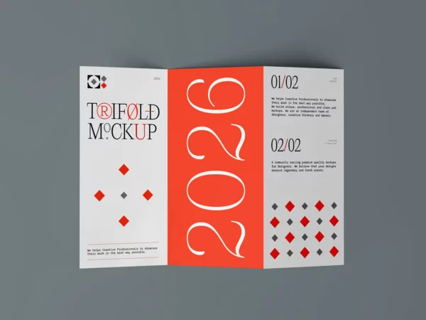 Tri-Fold Brochure Mockup (Free PSD)