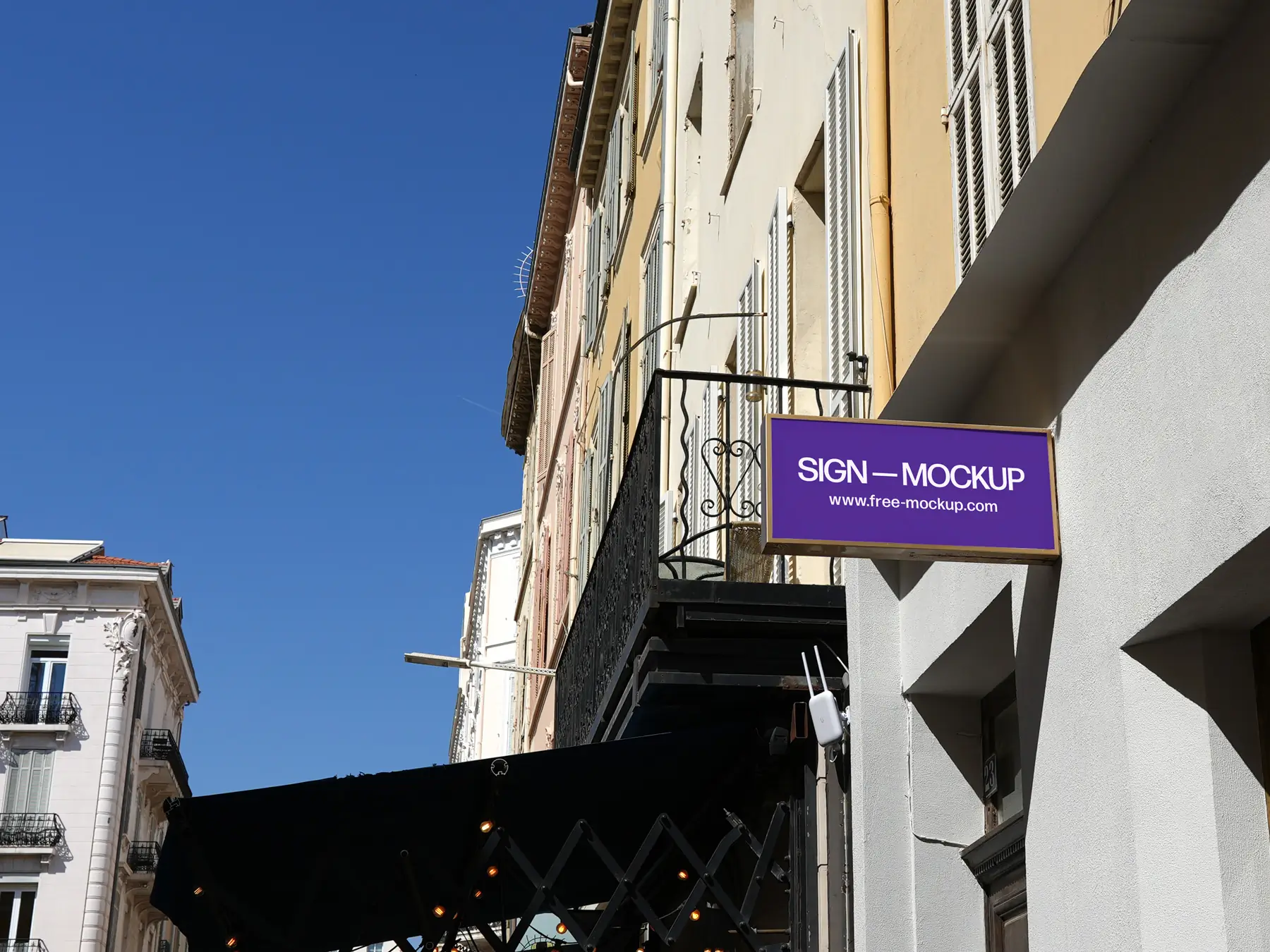 European Street Wall Sign Mockup