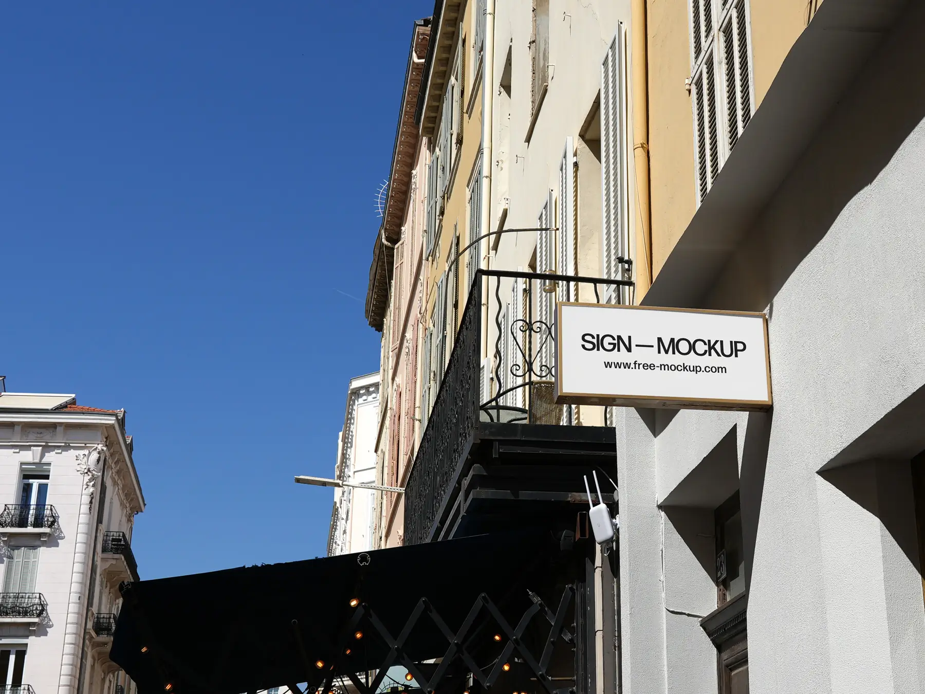 European Street Wall Sign Mockup