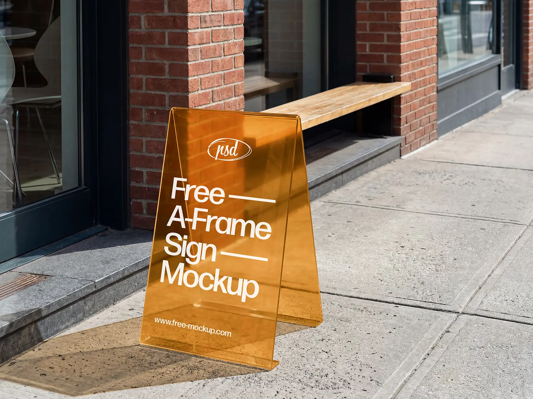 Free Acrylic A-Frame Sidewalk Sign Mockup