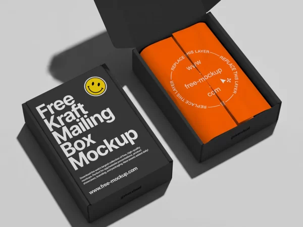 Free Kraft Mailing Box Mockup