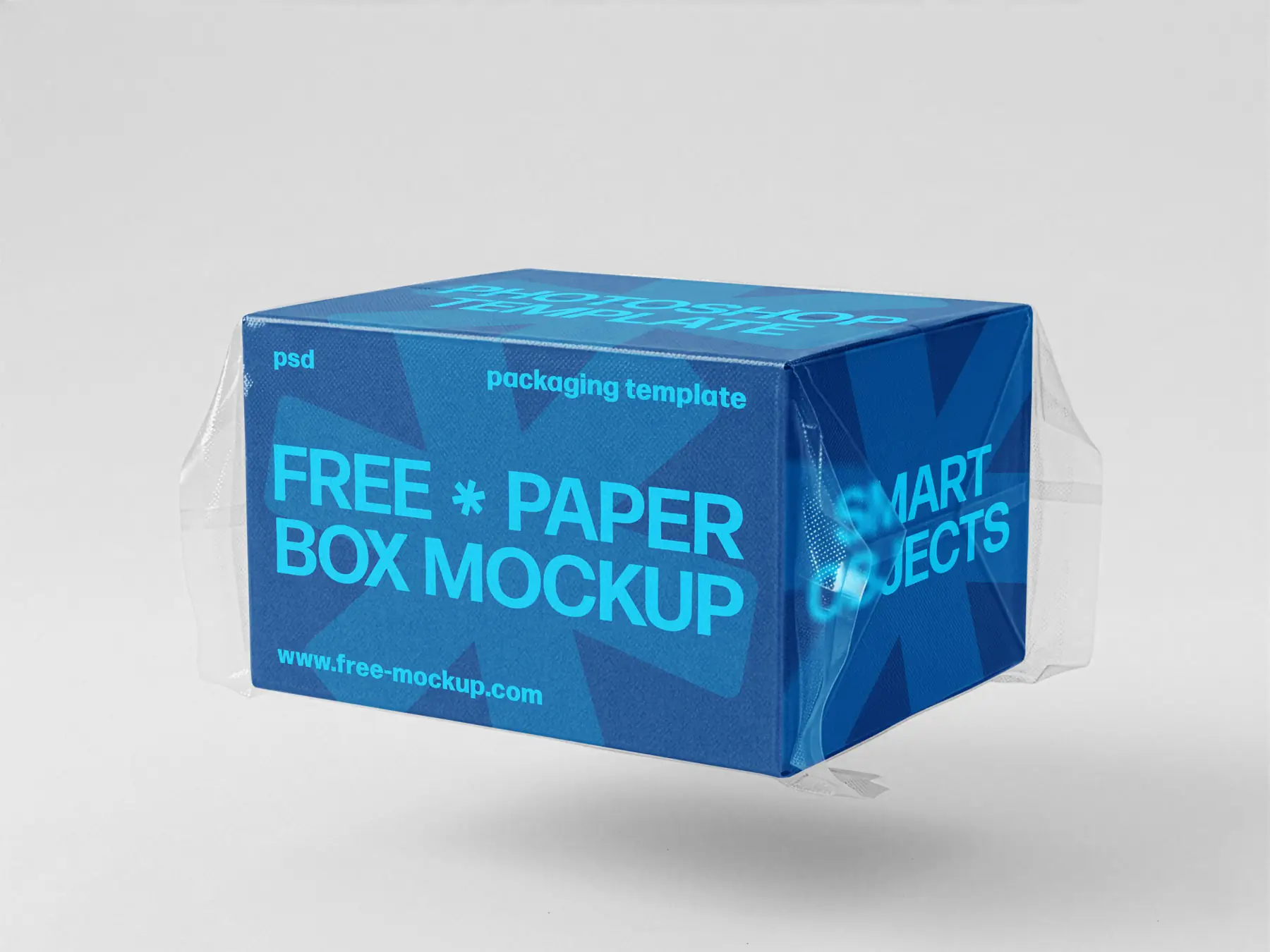 Free Shrink-Wrapped Packaging Box Mockup