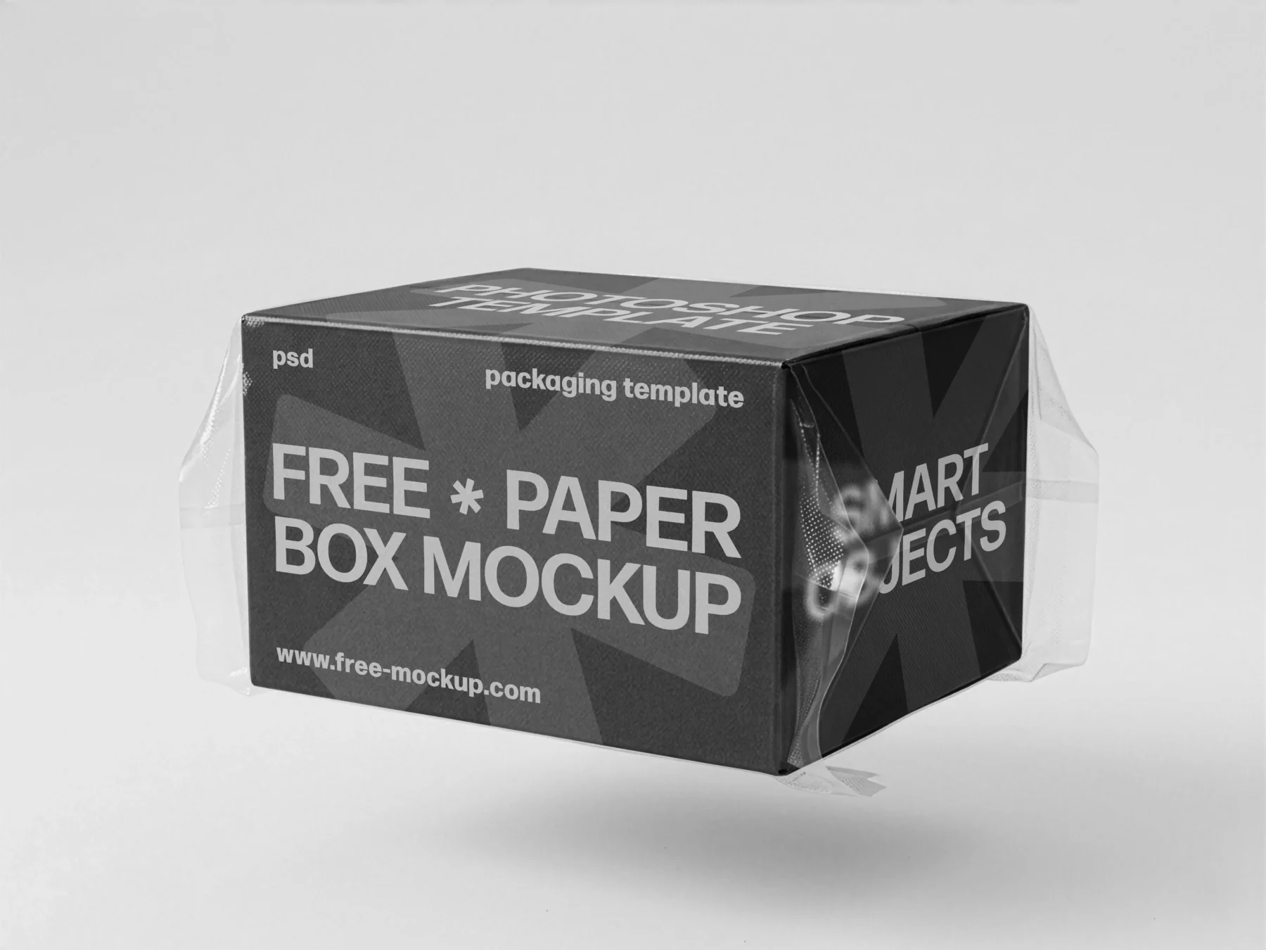Free Shrink-Wrapped Packaging Box Mockup