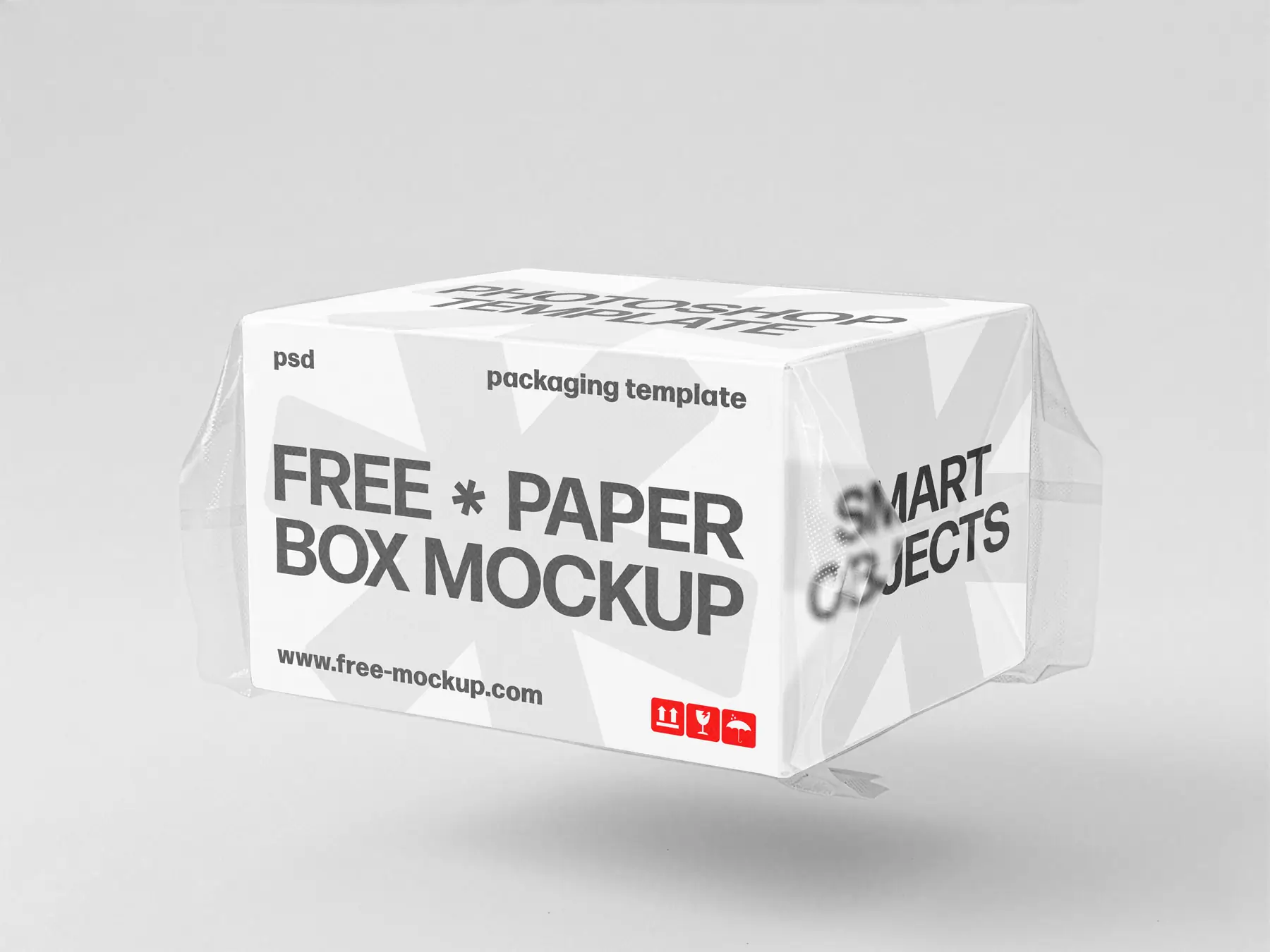 Free Shrink-Wrapped Packaging Box Mockup