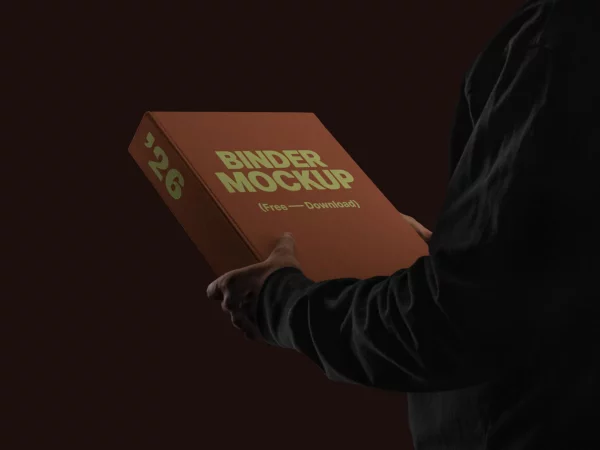 Hand-Held Hardcover Binder Mockup (Free Download)