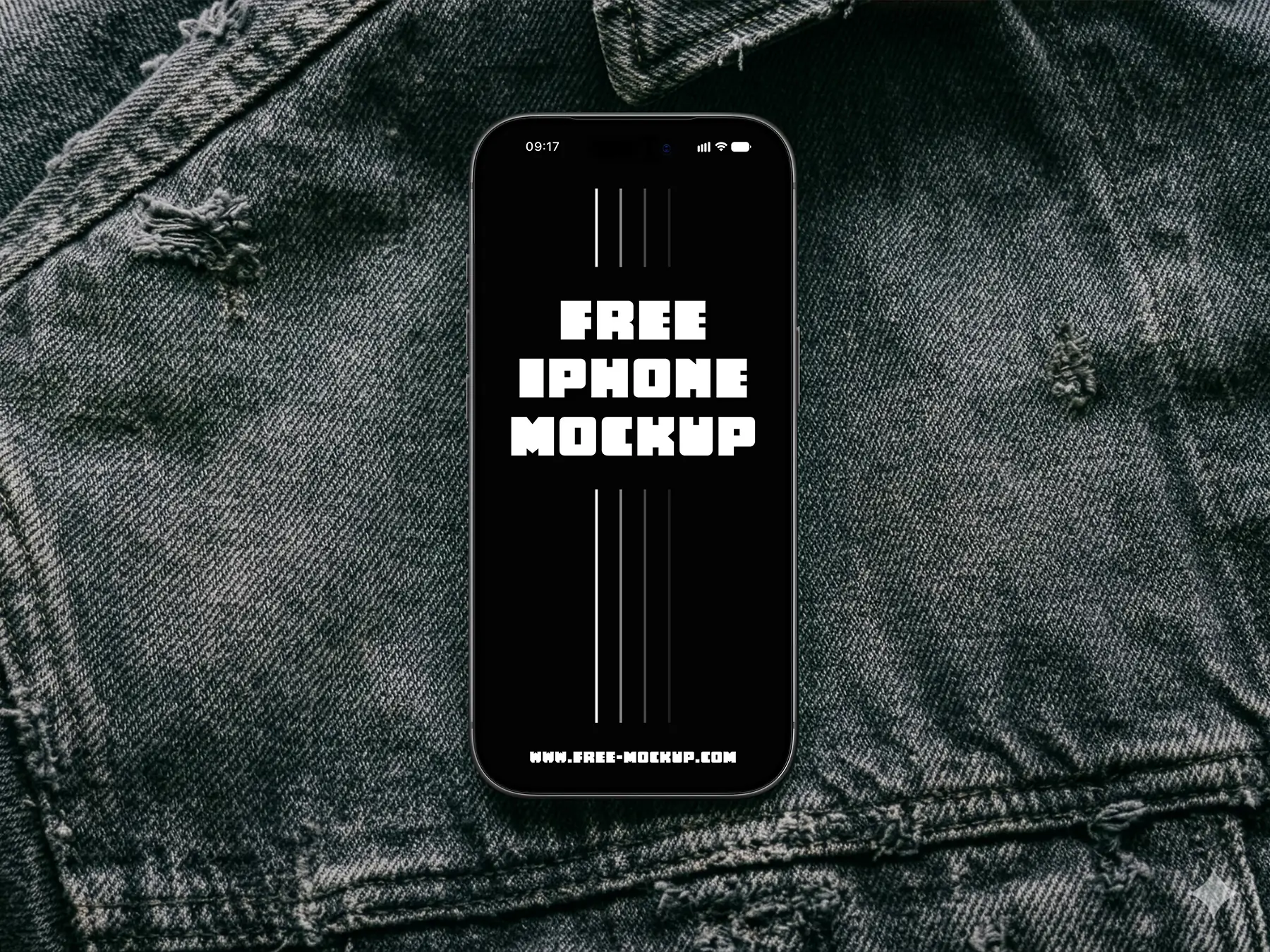 iPhone 17 Pro on Denim Jacket Mockup