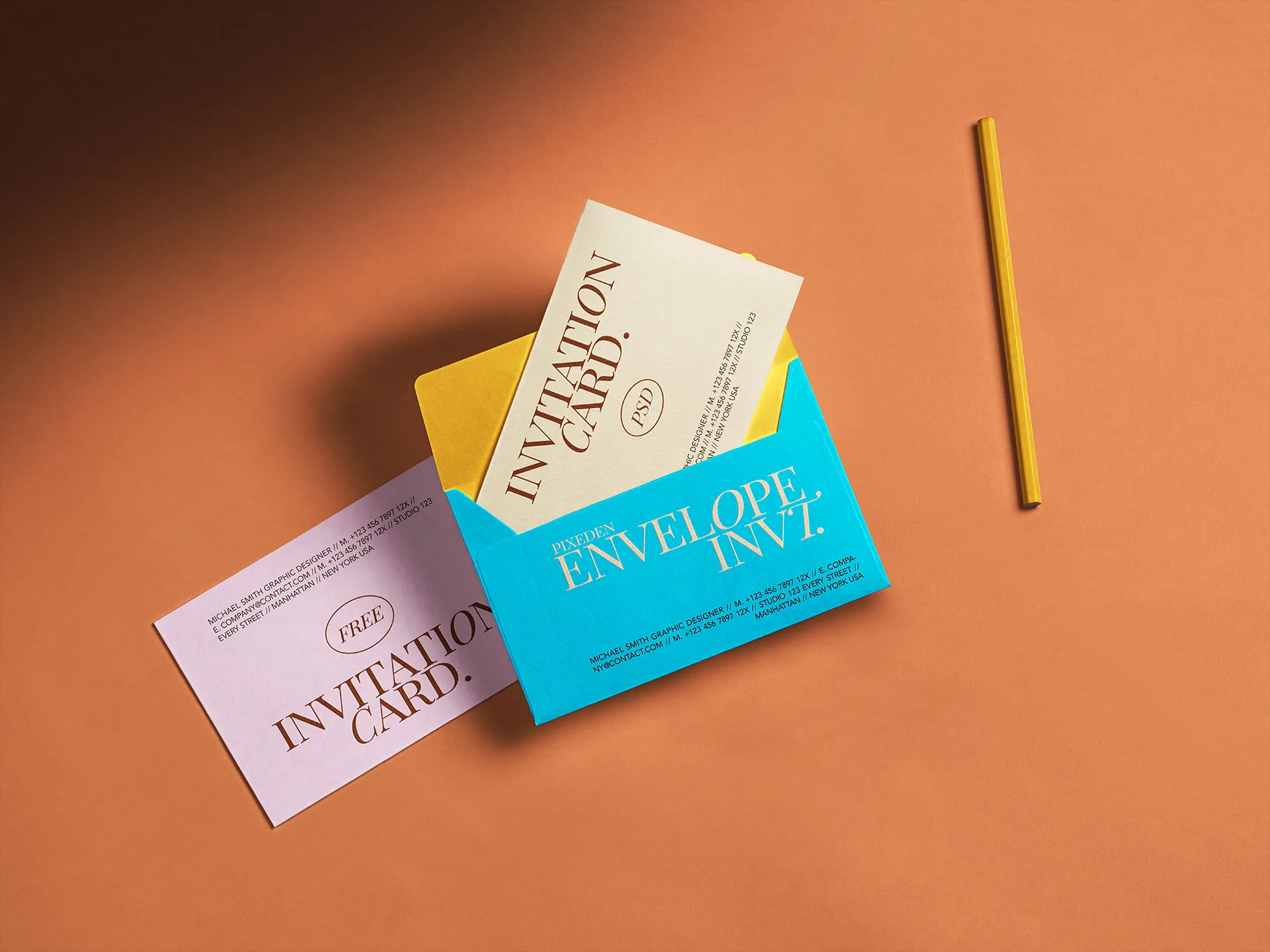 Open Envelope with Invitation Card Mockup (Free PSD)