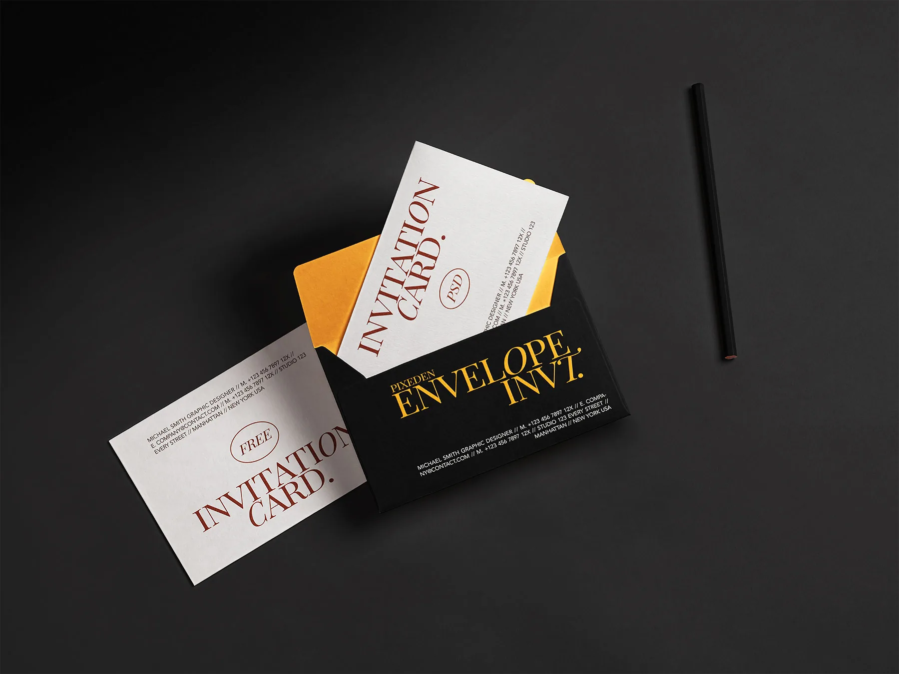 Open Envelope with Invitation Card Mockup (Free PSD)