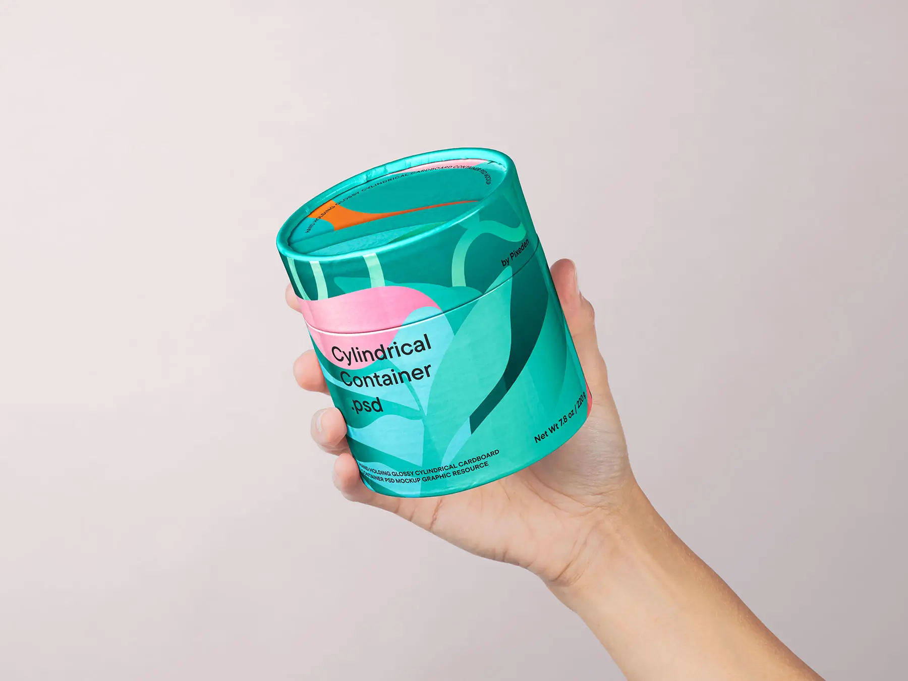 Paper Tube Packaging Mockup in Hand (Free PSD)