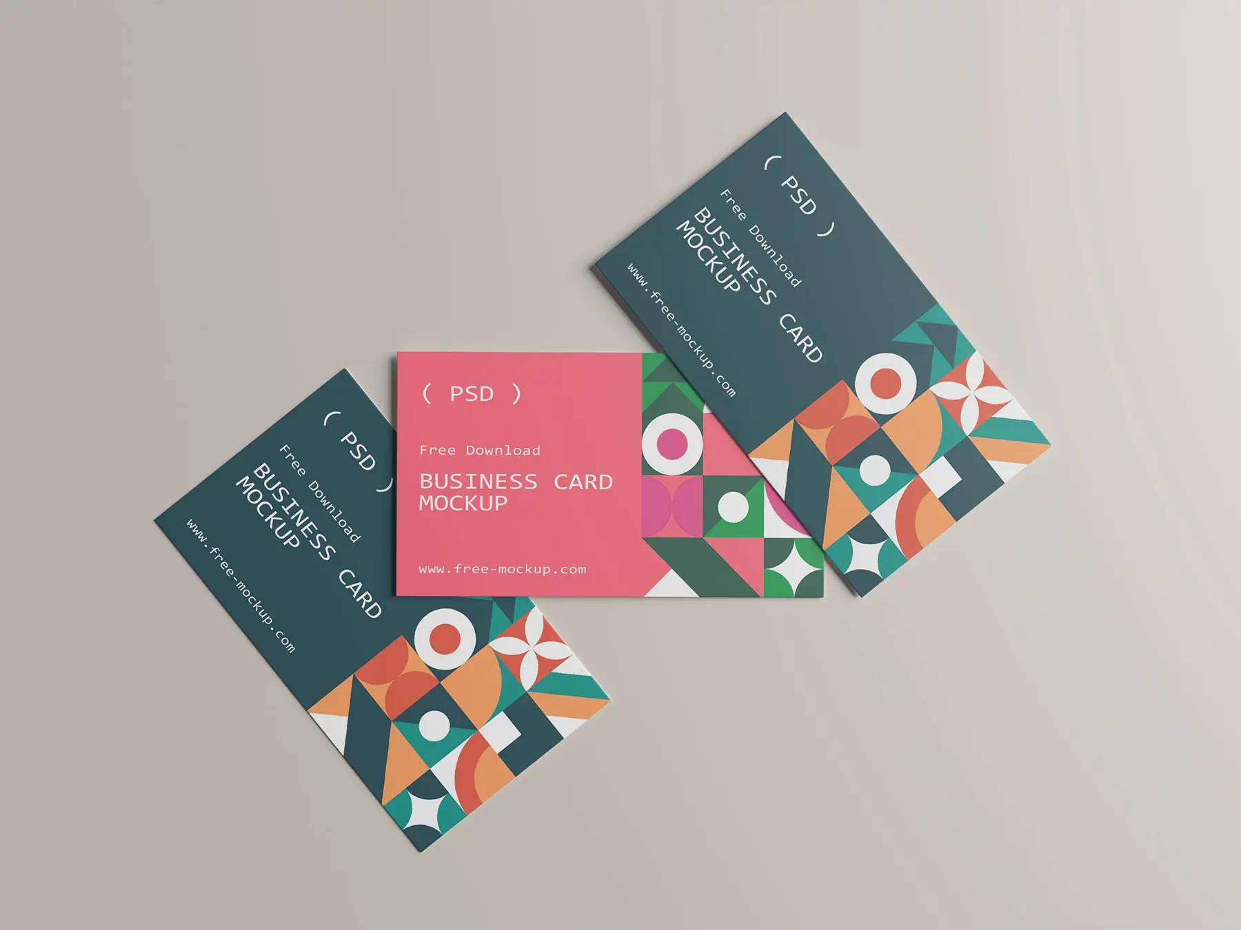 Three Business Card Free PSD Mockup