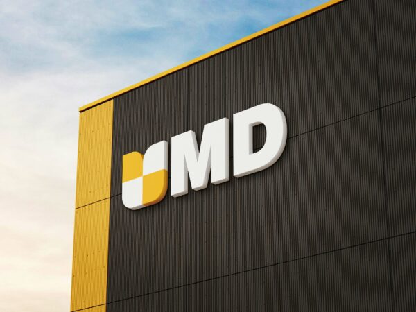 3D Building Facade Logo Free Mockup