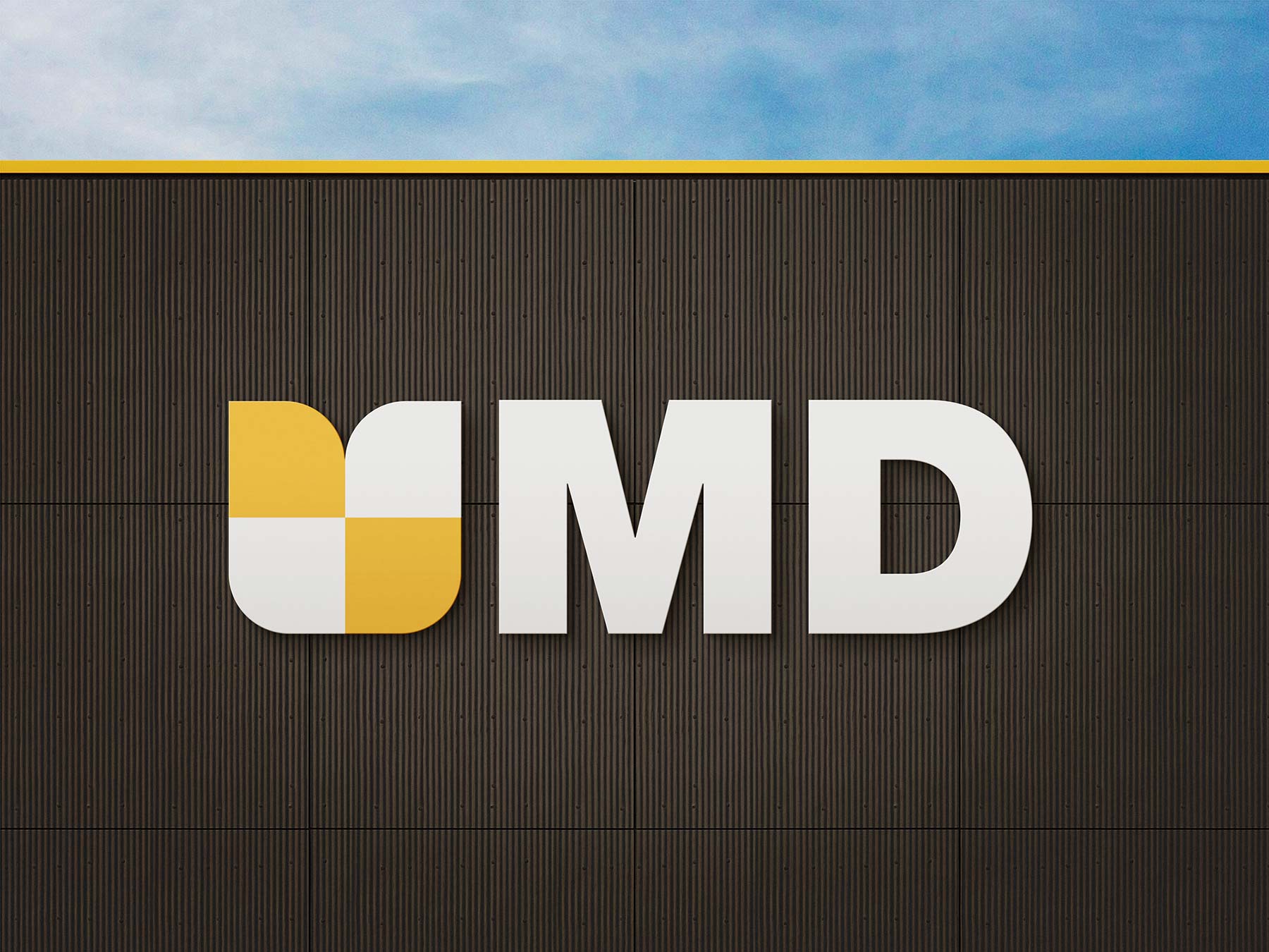 3D Building Facade Logo Free Mockup