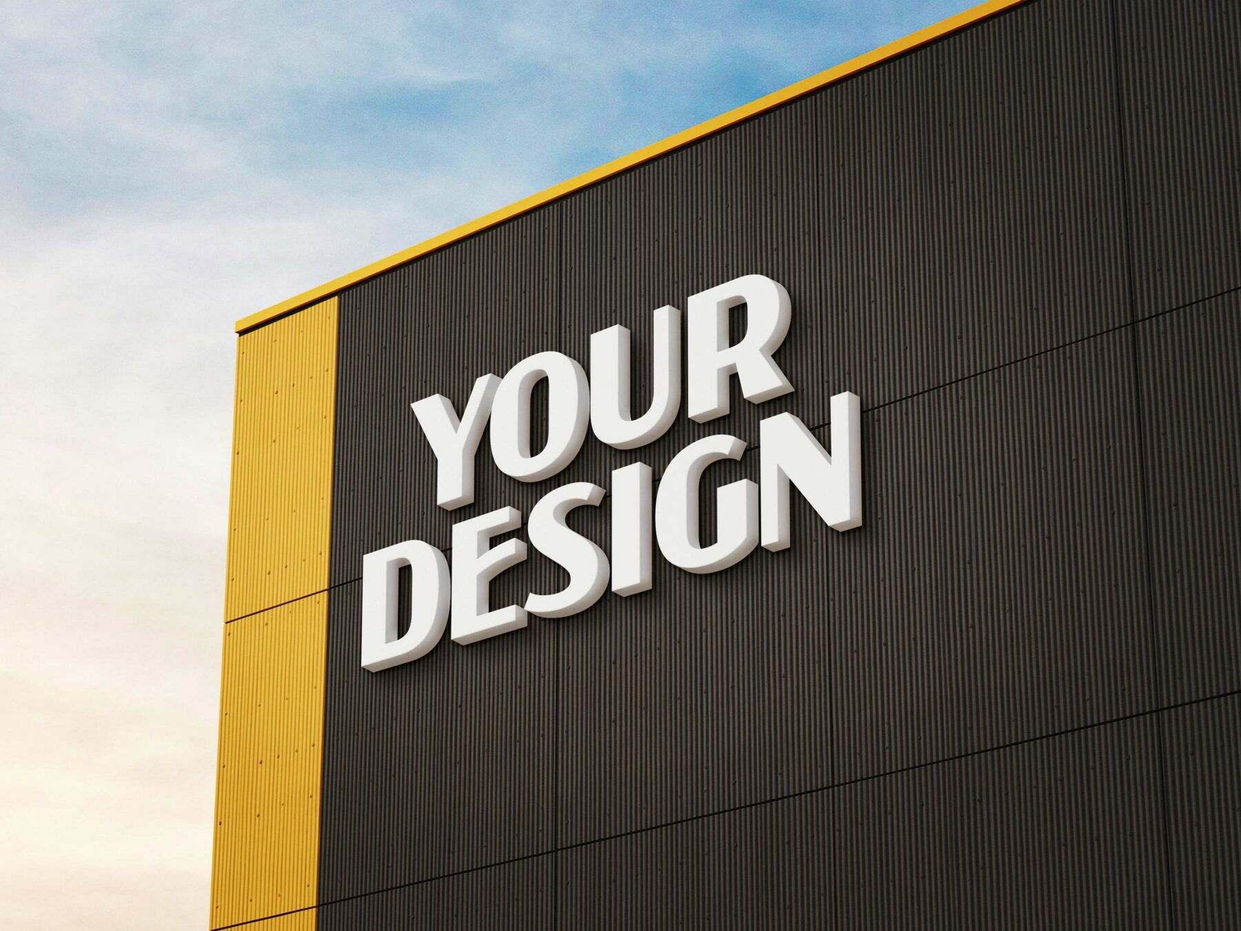3D Building Facade Logo Free Mockup