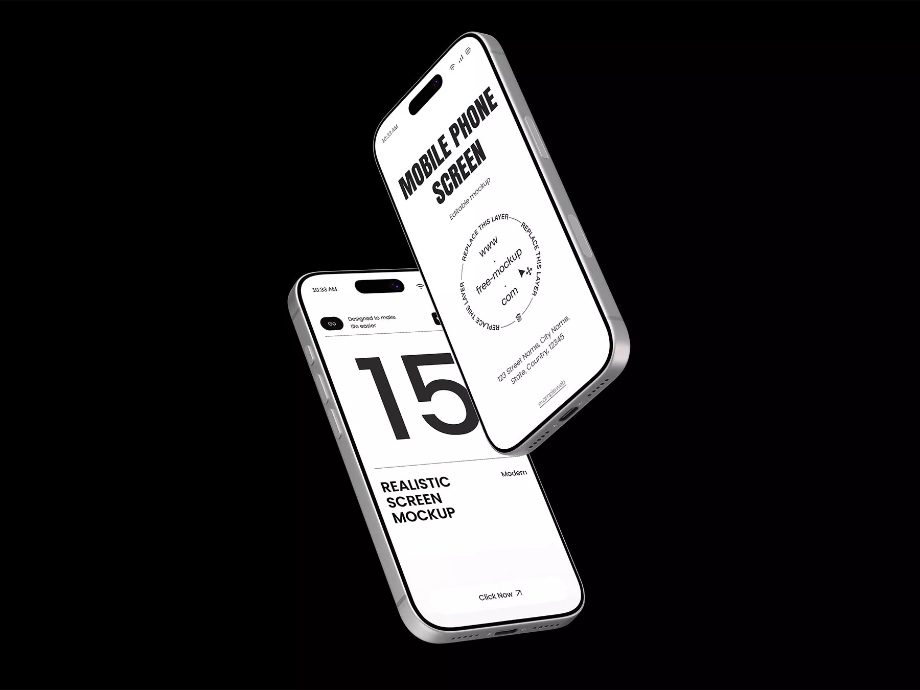 Free Floating iPhone Mockup (Dual Screen View)