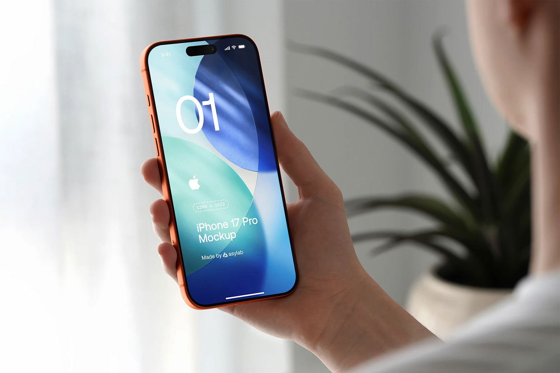 Free iPhone 17 Pro in Hand Mockup (2 PSD)