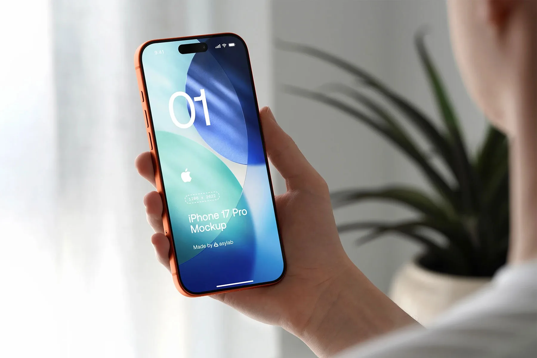Free iPhone 17 Pro in Hand Mockup (2 PSD)