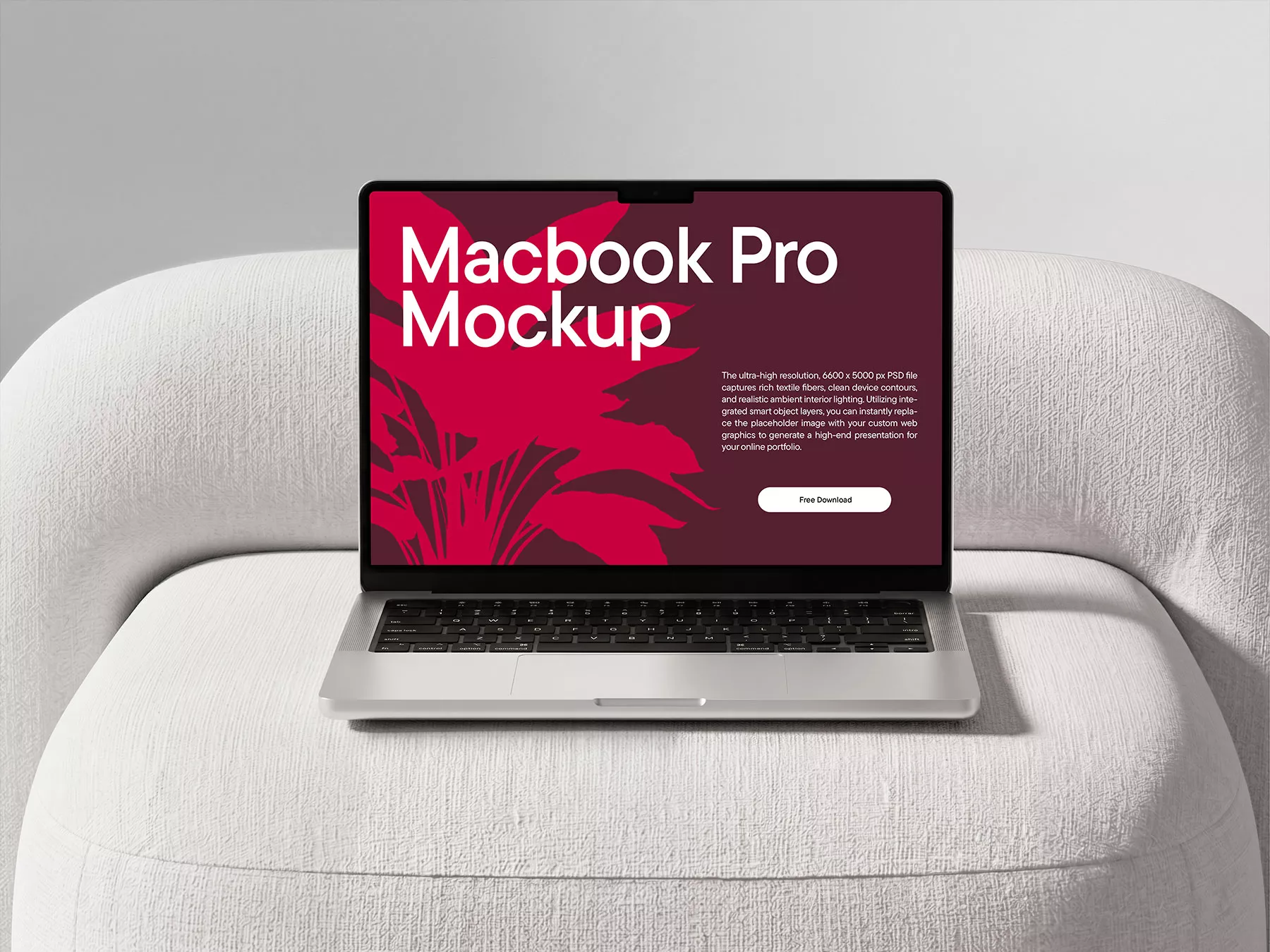 Free MacBook Pro Mockup – Minimalist Interior Laptop PSD