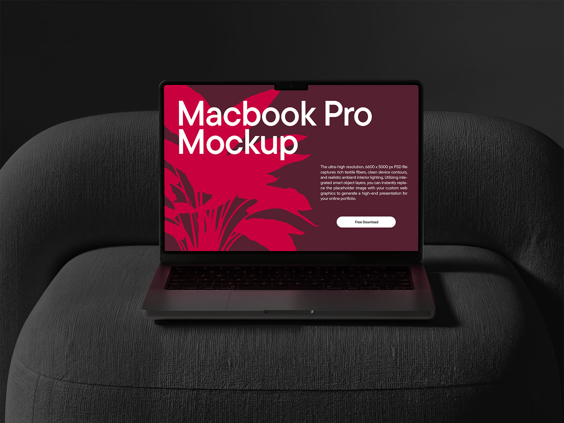 Free MacBook Pro Mockup – Minimalist Interior Laptop PSD