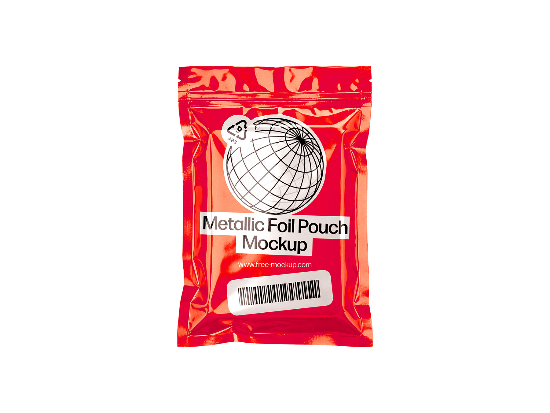 Free Metallic Foil Pouch Mockup – Glossy Mylar Bag PSD