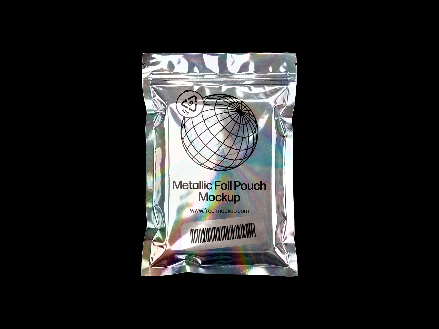 Free Metallic Foil Pouch Mockup – Glossy Mylar Bag PSD