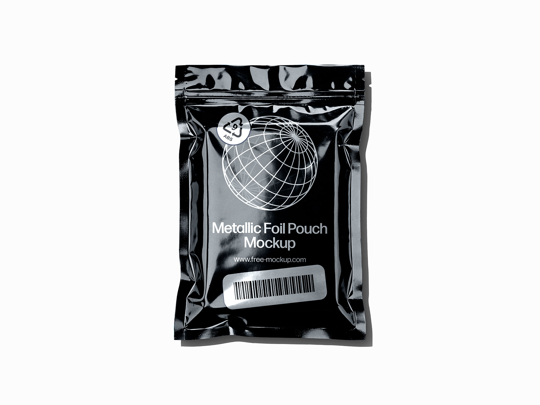 Free Metallic Foil Pouch Mockup – Glossy Mylar Bag PSD