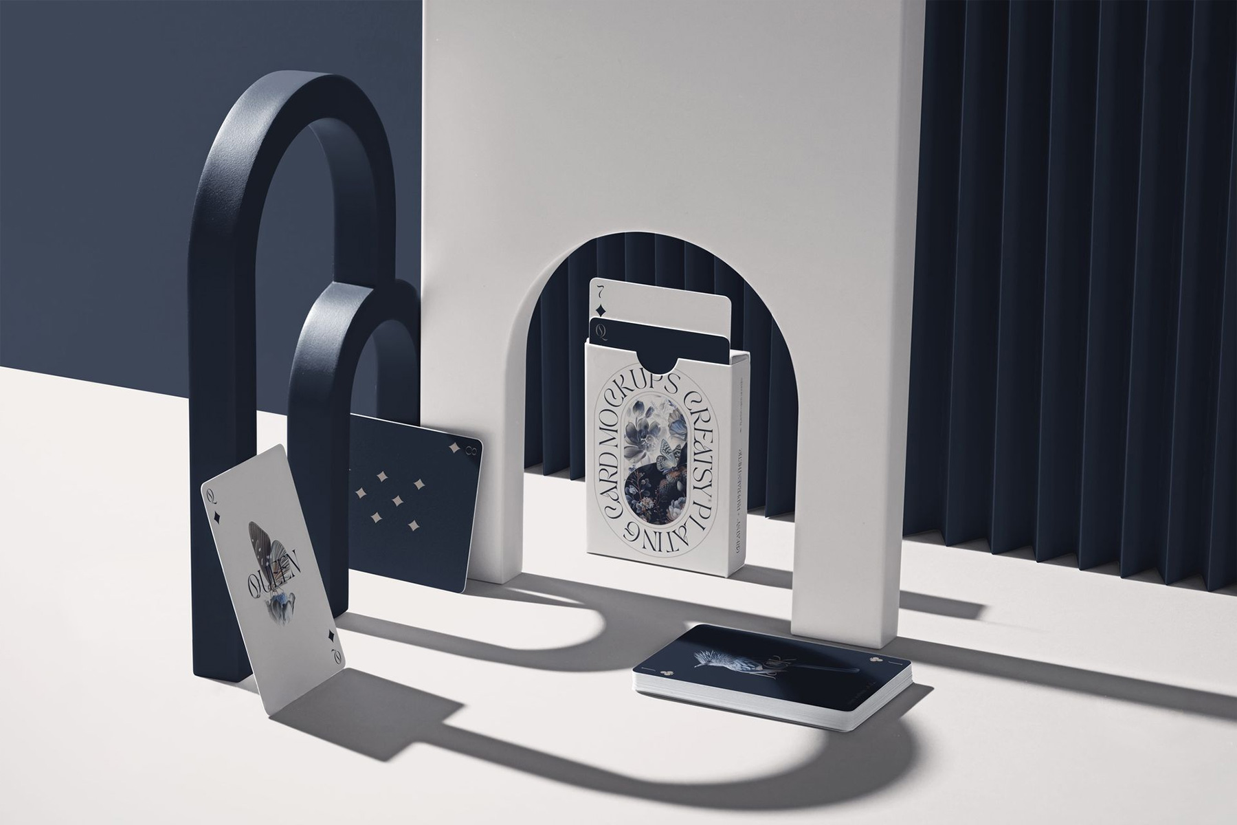 Free Playing Cards and Tuck Box Display Mockup