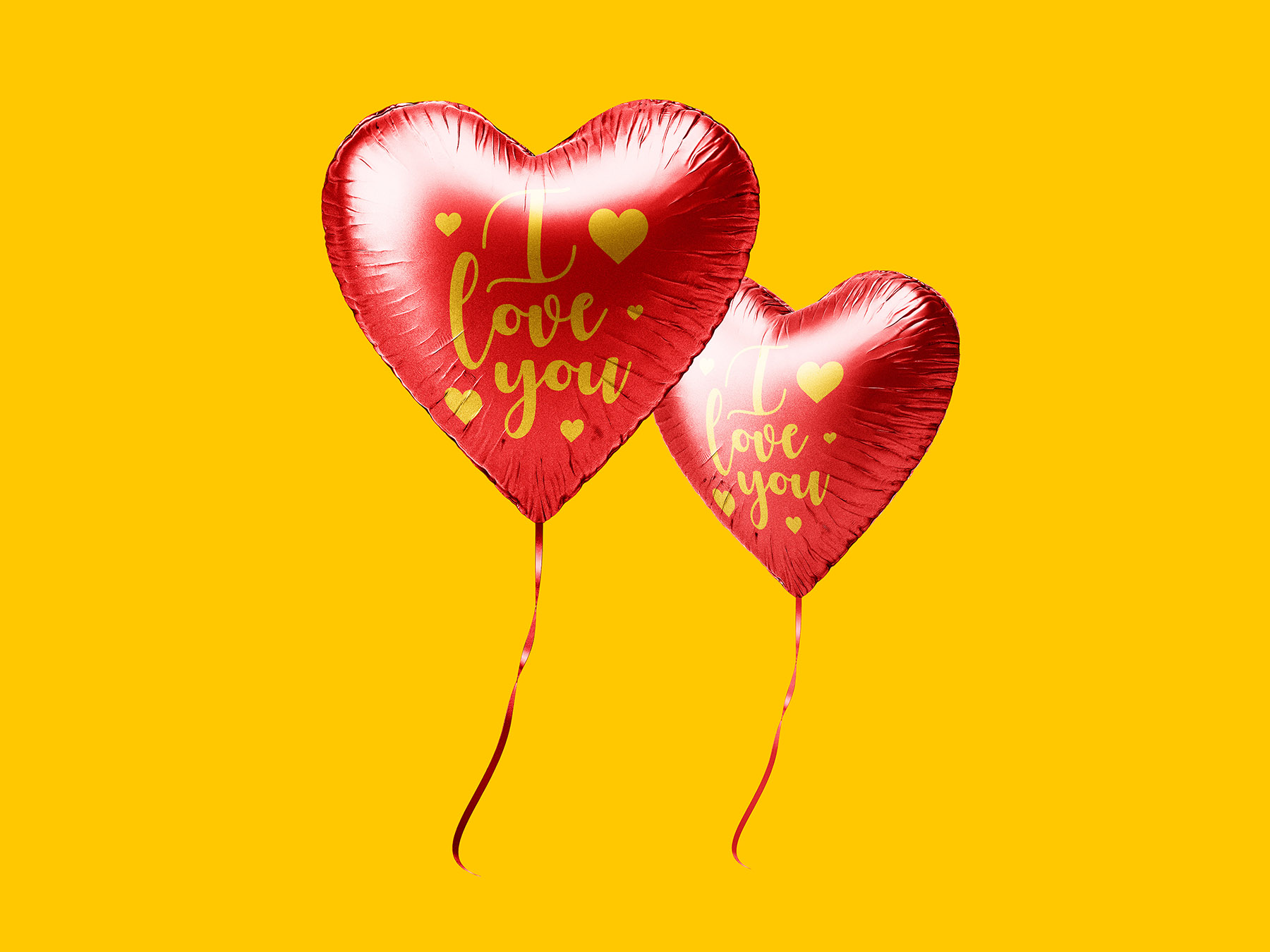 Free Red Heart Foil Balloon Mockup – Isolated PSD