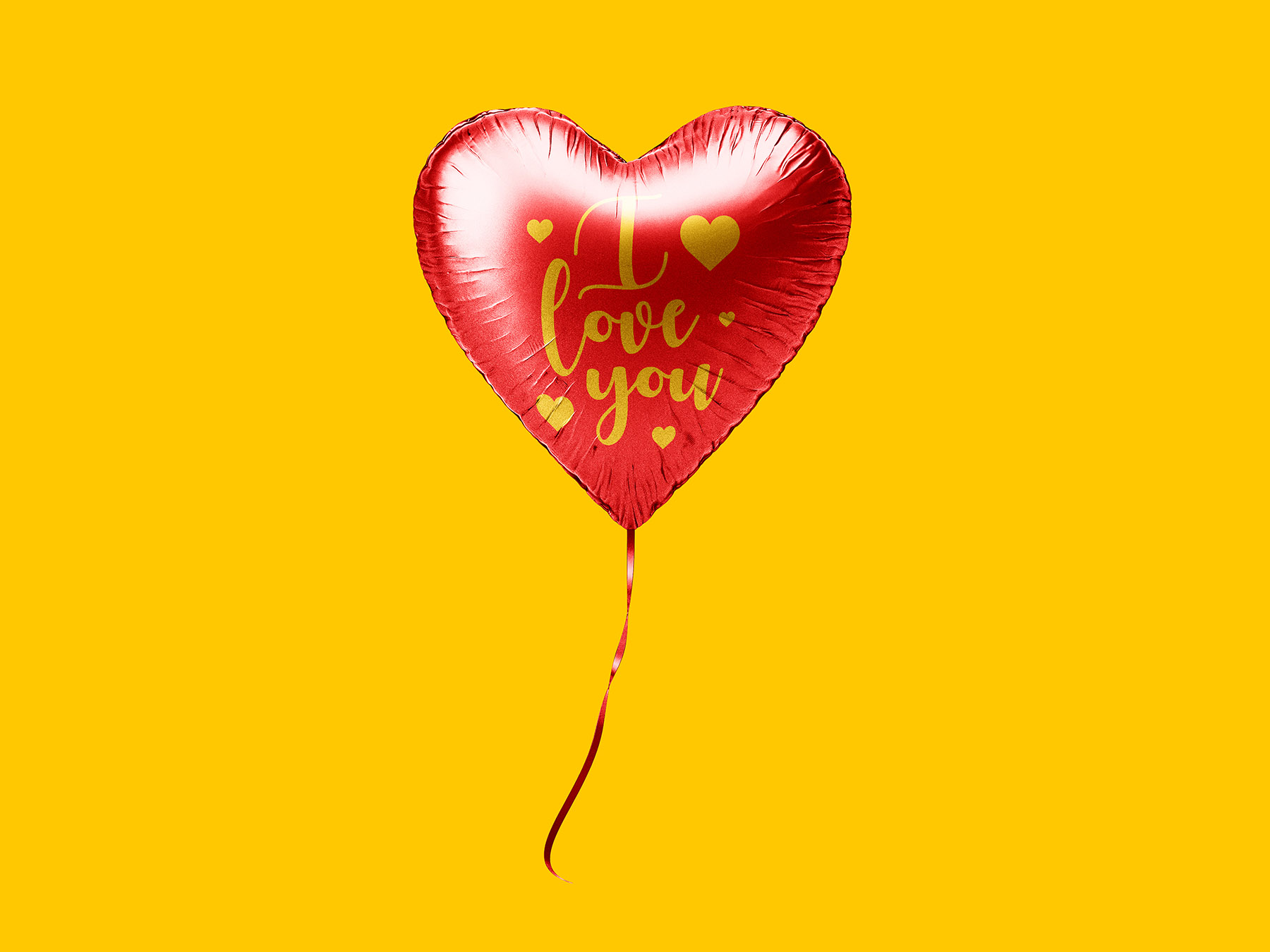 Free Red Heart Foil Balloon Mockup – Isolated PSD
