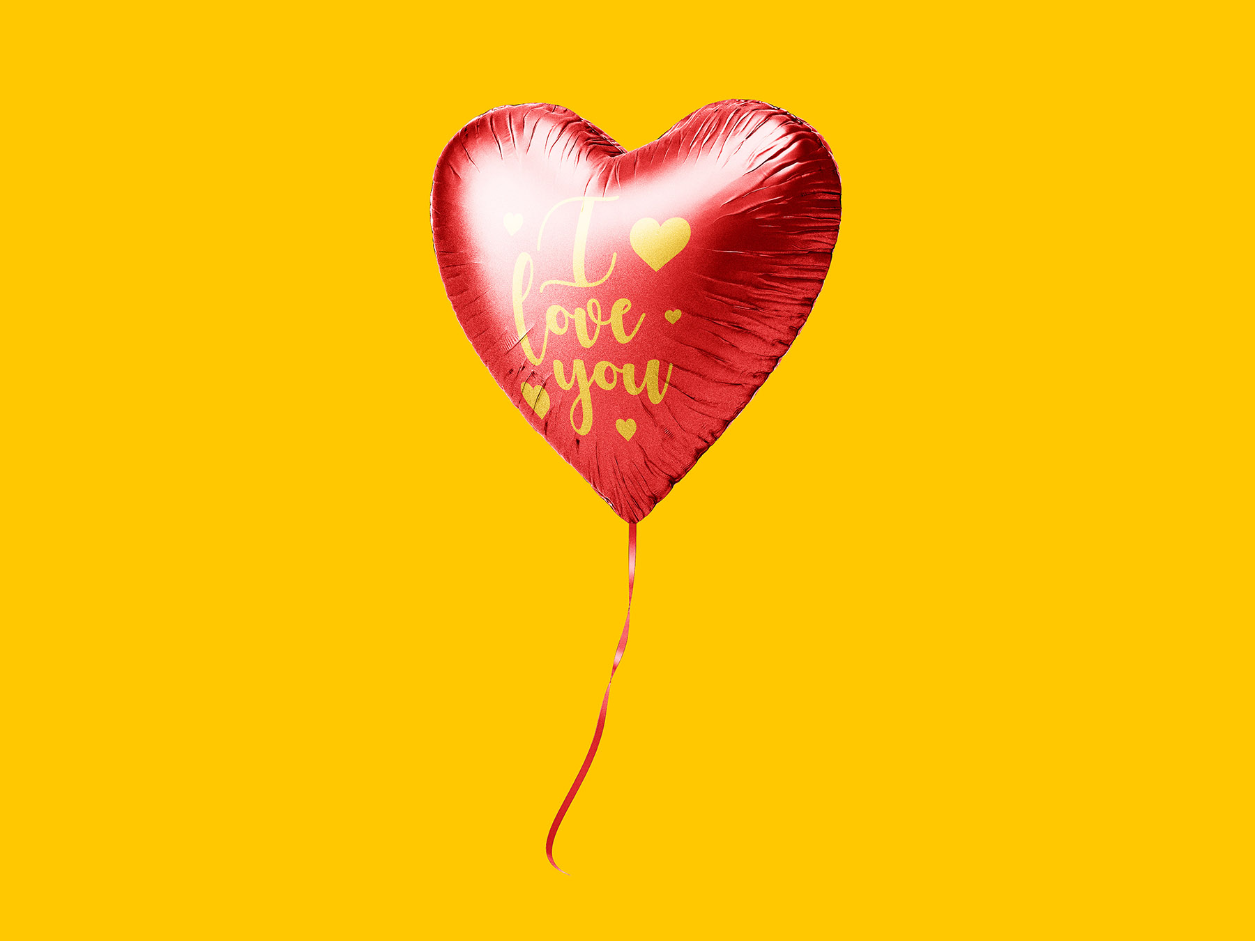 Free Red Heart Foil Balloon Mockup – Isolated PSD
