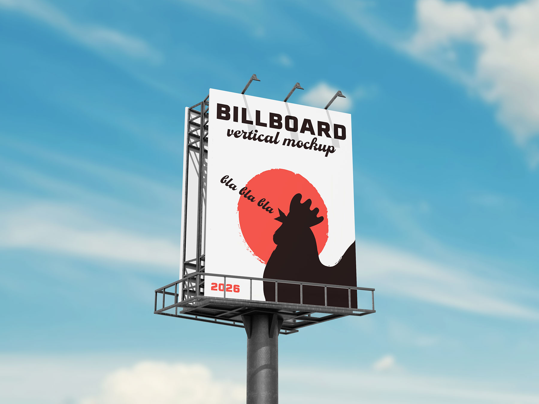 Free Vertical Outdoor Billboard Mockup