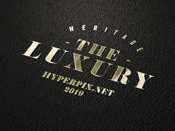 Gold Foil Logo Mockup on Black Leather