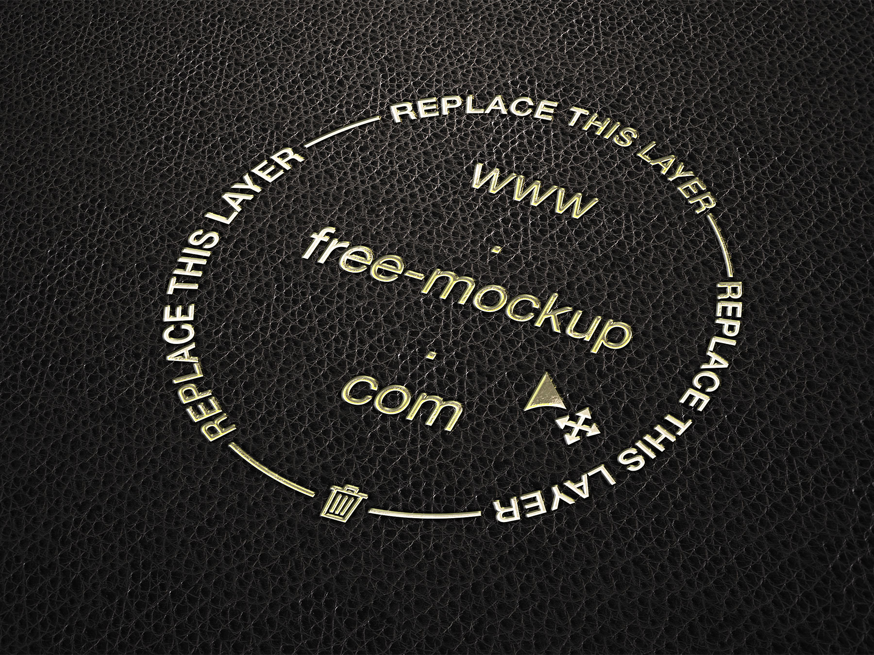 Gold Foil Logo Mockup on Black Leather