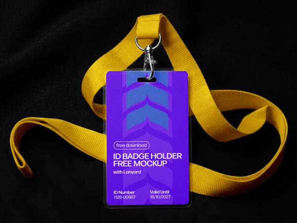 ID Badge Holder with Lanyard Free Mockup