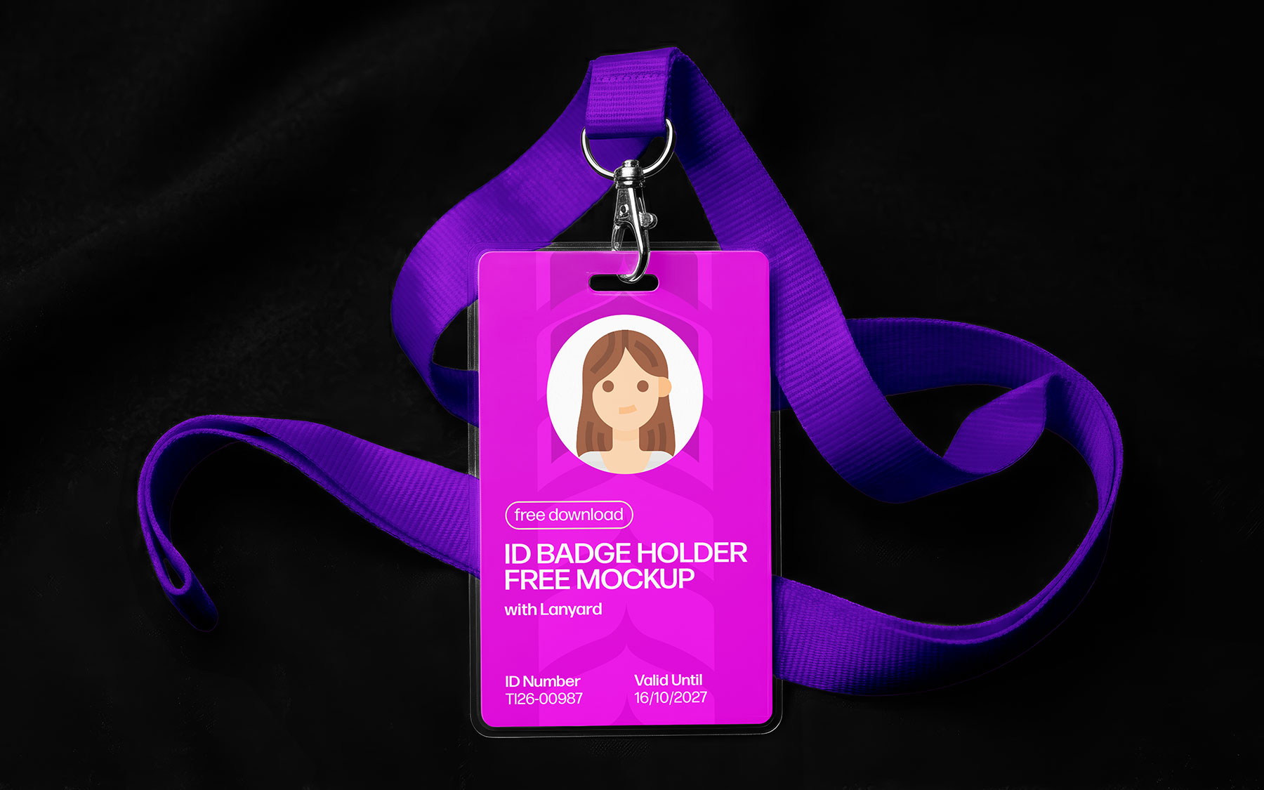 ID Badge Holder with Lanyard Free Mockup