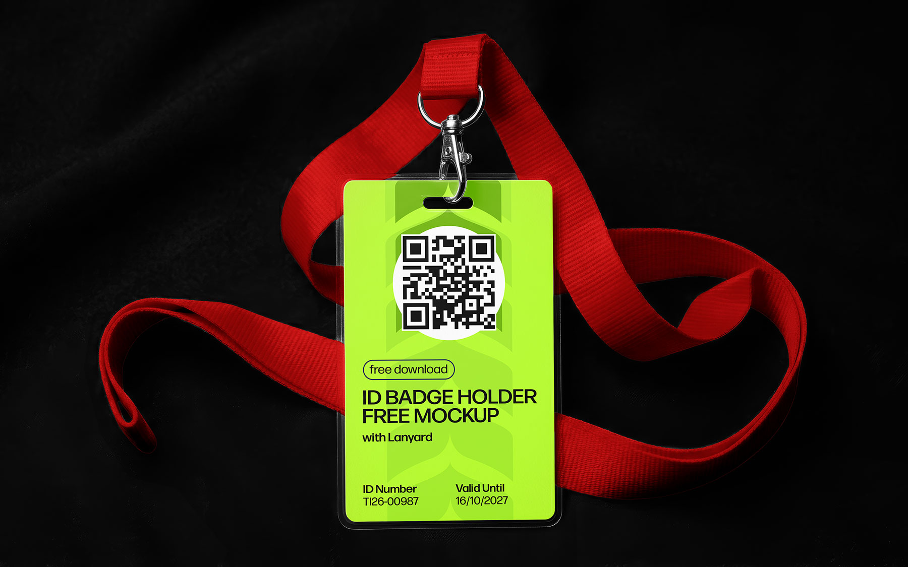 ID Badge Holder with Lanyard Free Mockup